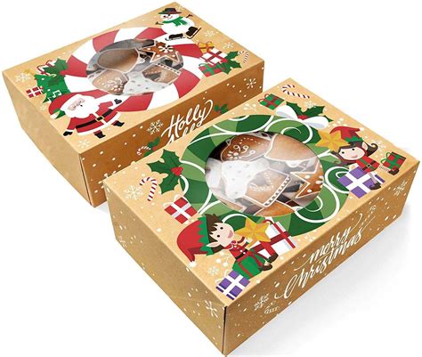 Christmas Cookie Boxes - Bulk 12 Pack Kraft - Large Holiday Christmas ...