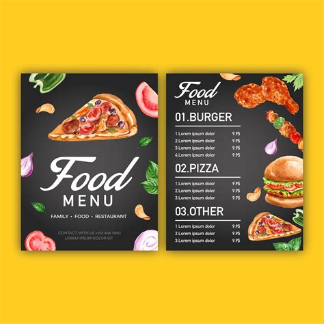 Fast food restaurant menu design. Frame border background menu list ...