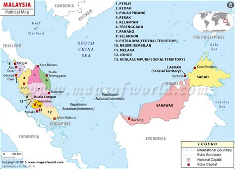 Political Map of Malaysia | Malaysia States Map