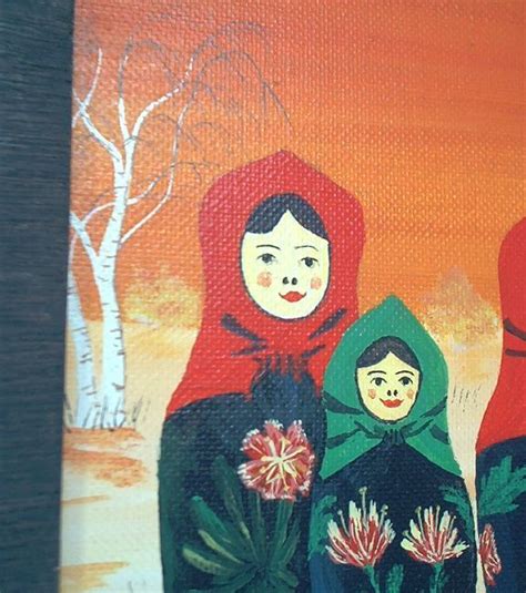 Matryoshka Babushka Russian Nesting Dolls Oil Folk Art Painting framed ...