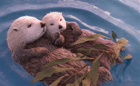 Sea Otters Holding Hands