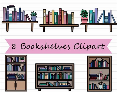 Bookshelf Clipart Bookcase Clipart Book SVG Book Clipart, 40% OFF