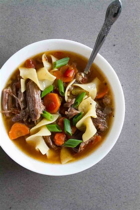 Slow Cooker Beef Noodle Soup - Taste and Tell