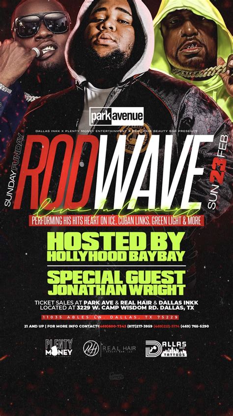 Rod Wave live in concert Park ave February 23rd Tickets in Dallas, TX ...