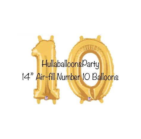 Gold Number Ten Balloons | Air-fill 10th Birthday Balloons | 10th ...