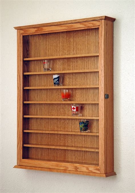 72 Oak shot glass display case cabinet