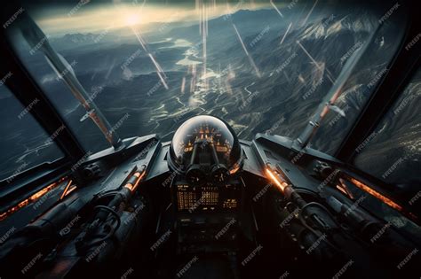 Premium AI Image | Fighter jet cockpit view during a rapid descent em ...