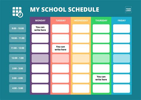 Editable School Schedule Template