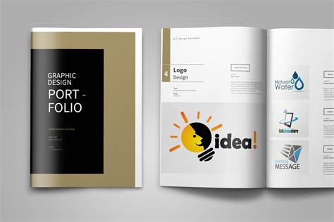 Graphic Design Portfolio Template on Yellow Images Creative Store