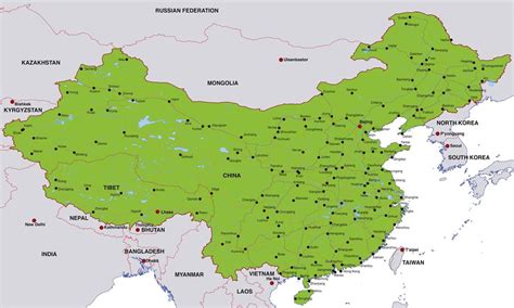 China cities map - China map cities (Eastern Asia - Asia)