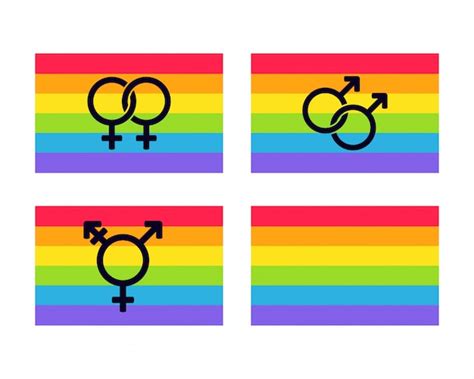 Rainbow pride flags set with gender symbols | Premium Vector