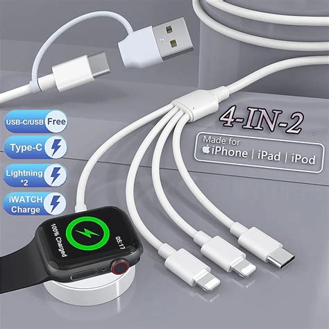 4-in-2 Apple Watch Charger Cable for Apple Watch/iPhone/Airpods Watch ...