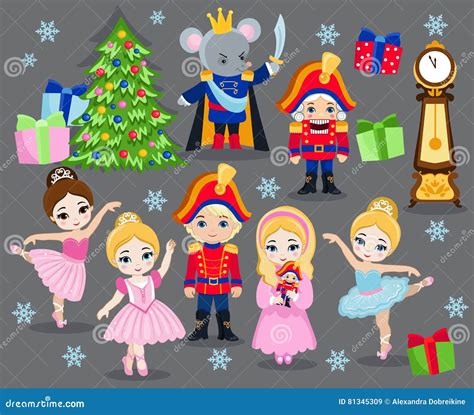 Set Cartoon Christmas Characters for Fairy Tale Nutcracker. Stock ...