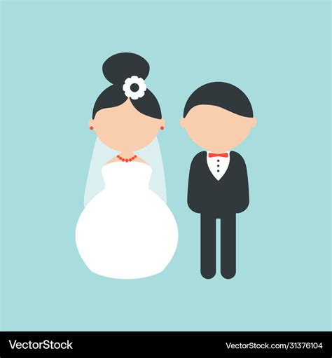 Cartoon wedding characters cute simple bride Vector Image