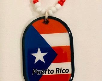 Conga Necklace Puerto Rico Flag. - Etsy