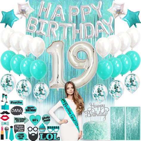 19th Birthday Decorations Party Supplies Teal Green - Etsy