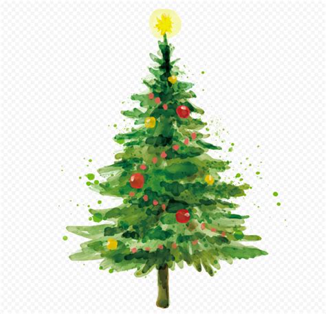 HD Aesthetic Watercolor Decorated Christmas Tree PNG | Citypng