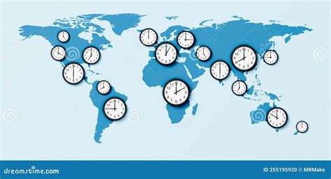 World Map, Time Zones Concept Stock Illustration - Illustration of blue ...