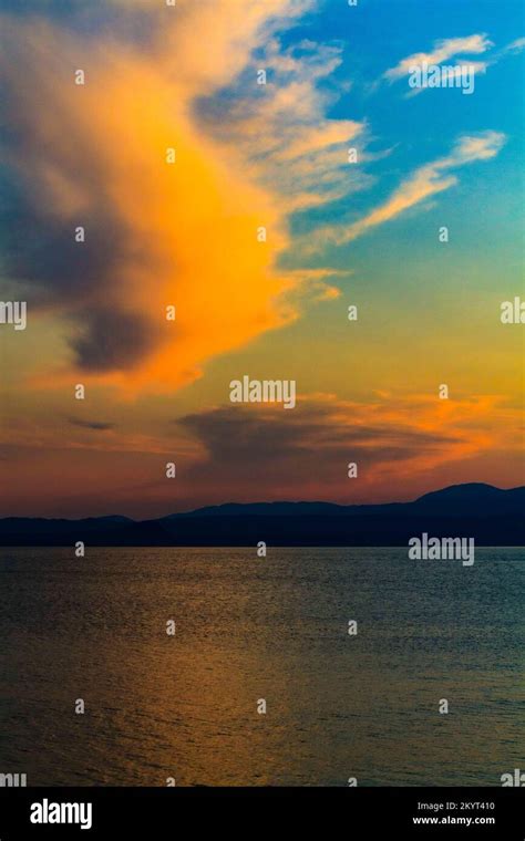 Lake sunset Italy Stock Photo - Alamy