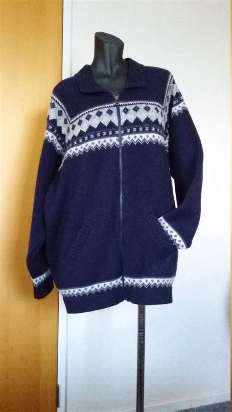 Pure Wool New Zealand Natural Clothing zip up Sweater XL Navy | Etsy