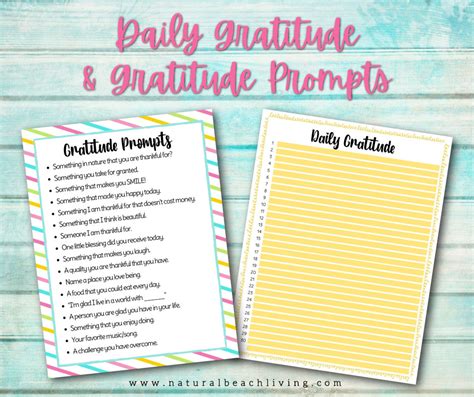 Gratitude List Ideas - Printable Gratitude Prompts and Daily Journal ...