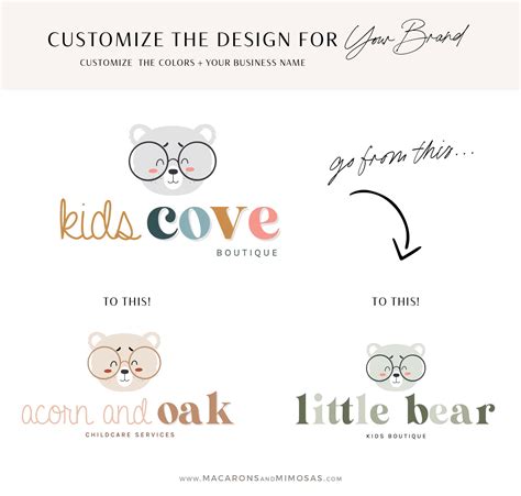 Kids Boutique Bear Logo Design • Macarons and Mimosas