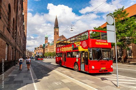 Copenhagen, Denmark - July, 2019: Red city tour bus hop on hop off in ...