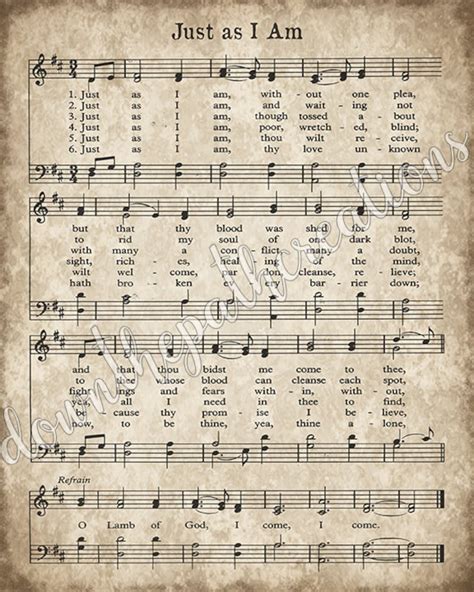 Just as I Am Hymn Print Printable Vintage Sheet Music - Etsy