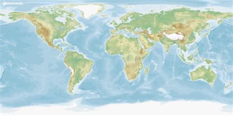 world-equirectangular-blank-physical-map-large | Ben Locke Wildlife ...