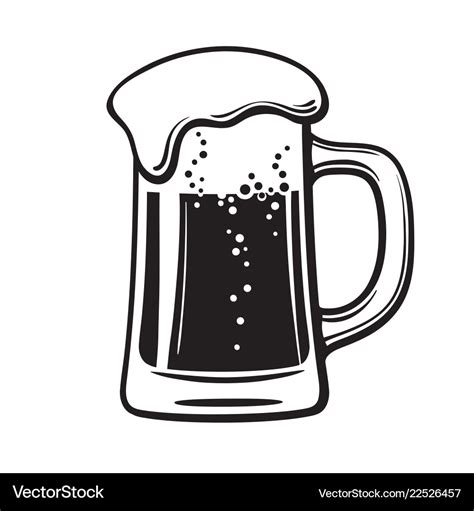 Glass mug of beer hand drawn Royalty Free Vector Image