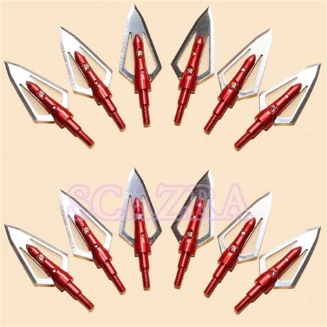 12pcs 100 Grain Broadheads Arrowhead 2 Fixed Blade Archery Points ...