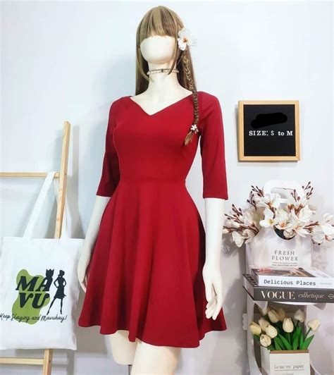 Plain red dress, Women's Fashion, Dresses & Sets, Dresses on Carousell