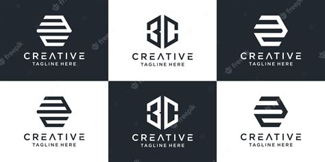 Premium Vector | Set of creative monogram 3c logo with hexagon design