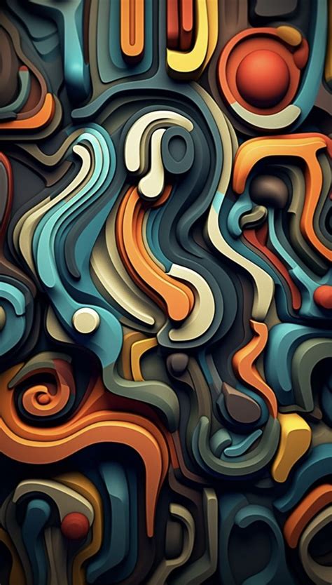 Keywords:Abstract art, colorful, carved shapes, deep effects ...