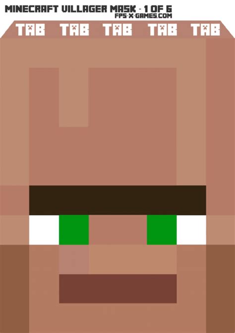 Minecraft Villager Mask Template printable pdf download