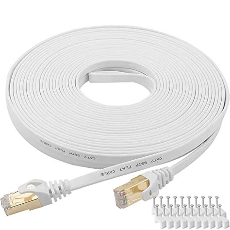 Ethernet Cable 100 Ft Supports Cat 8 / Cat 7 Standard White Flat ...