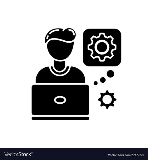 Computer engineer black glyph icon Royalty Free Vector Image