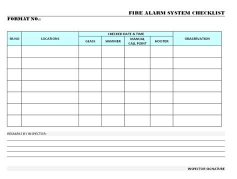 Fire alarm system checklist