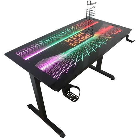 Tempered Glass Gaming Desk w/ Breathing RGB Lights | XGAME-DESK | AFW.com