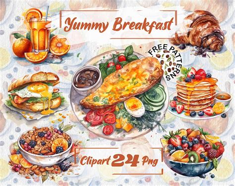 Breakfast PNG Clipart Pancakes Clipart Watercolor Food Clipart Waffles ...