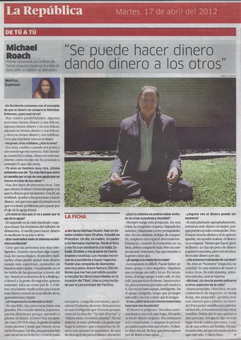 Geshe Michael Roach on La Republica / Lima Peru April 2012 (Spanish ...