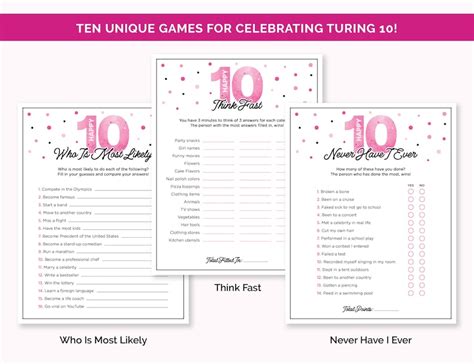 10th Birthday Party Games Printable Tenth Birthday Game - Etsy