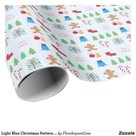 Light Blue Christmas Pattern Wrapping Paper | Zazzle | Christmas ...