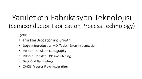 SOLUTION: Semiconductor fabrication process technology - Studypool