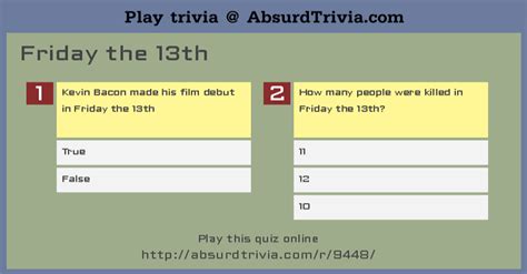 Trivia Quiz : Friday the 13th