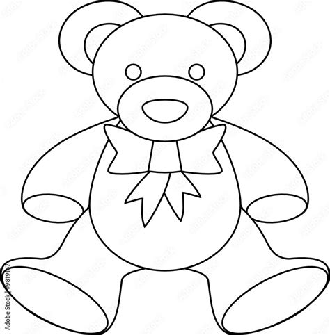 vector teddy bear outline for coloring Stock Vector | Adobe Stock