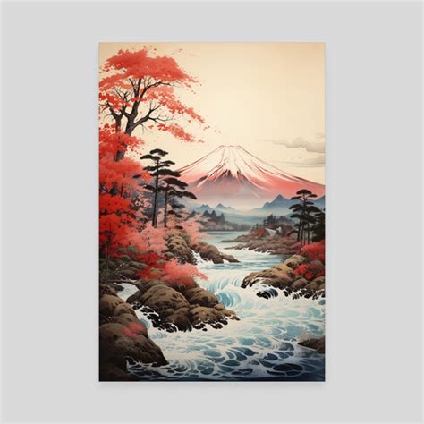 Japanese Ukiyo-e Art Mount Fuji From Lake 81, an art canvas by ...