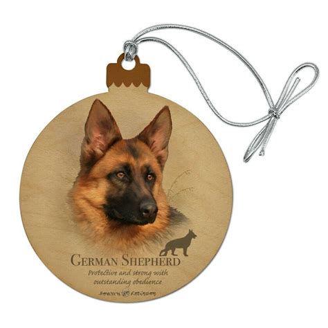 German Shepherd Dog Breed Wood Christmas Tree Holiday Ornament ...