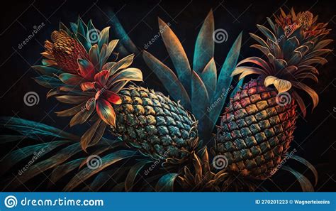 Colorful Pineapple Background Wallpaper Generative AI Stock ...