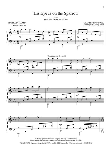 His Eye Is On The Sparrow Sheet Music by Kathy Smith (SKU: 0834171909 ...